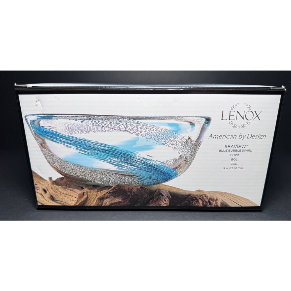 Lenox Seaview Blue Bubble Swirl Glass Bowl